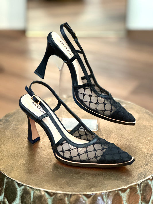Brazilio Black Mesh High Heel