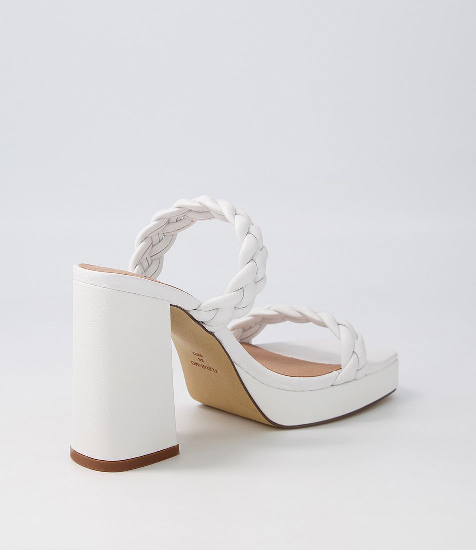 Mollini Fleur White Leather Heels