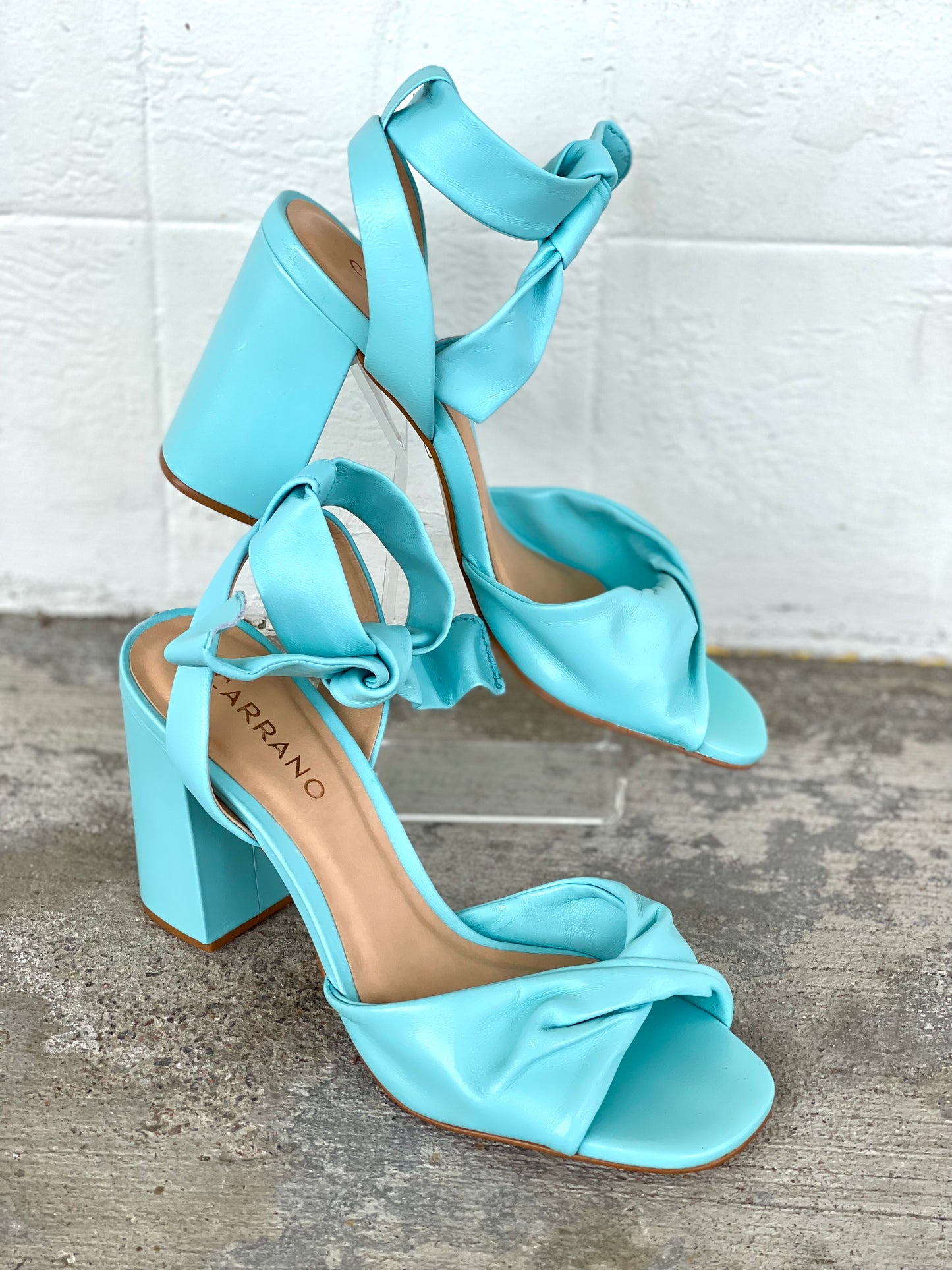 Carrano Baby Blue Ankle Wrap Heels